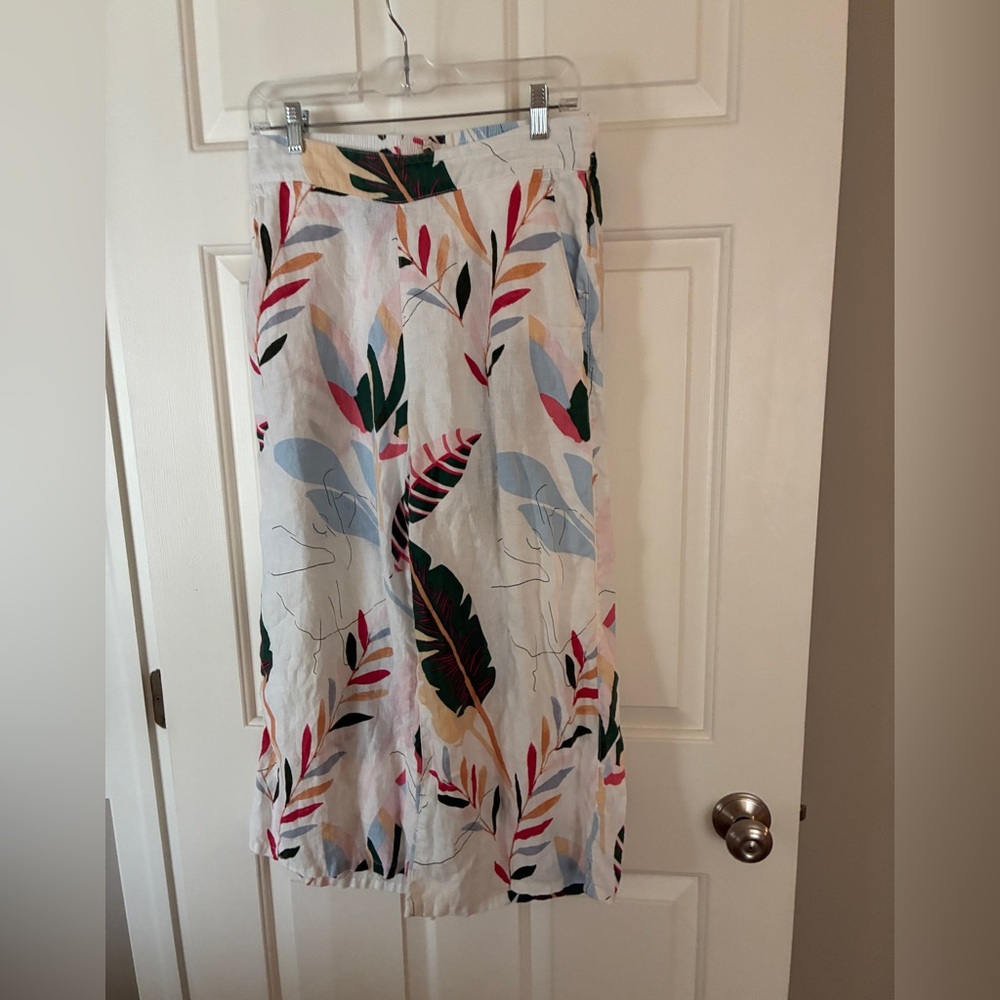 100% Line Women's White Tropical Print Wide leg pants - Picture 10 of 11